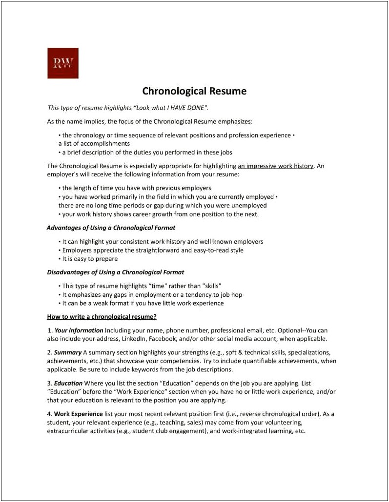 Resume Jobs In Chronological Order