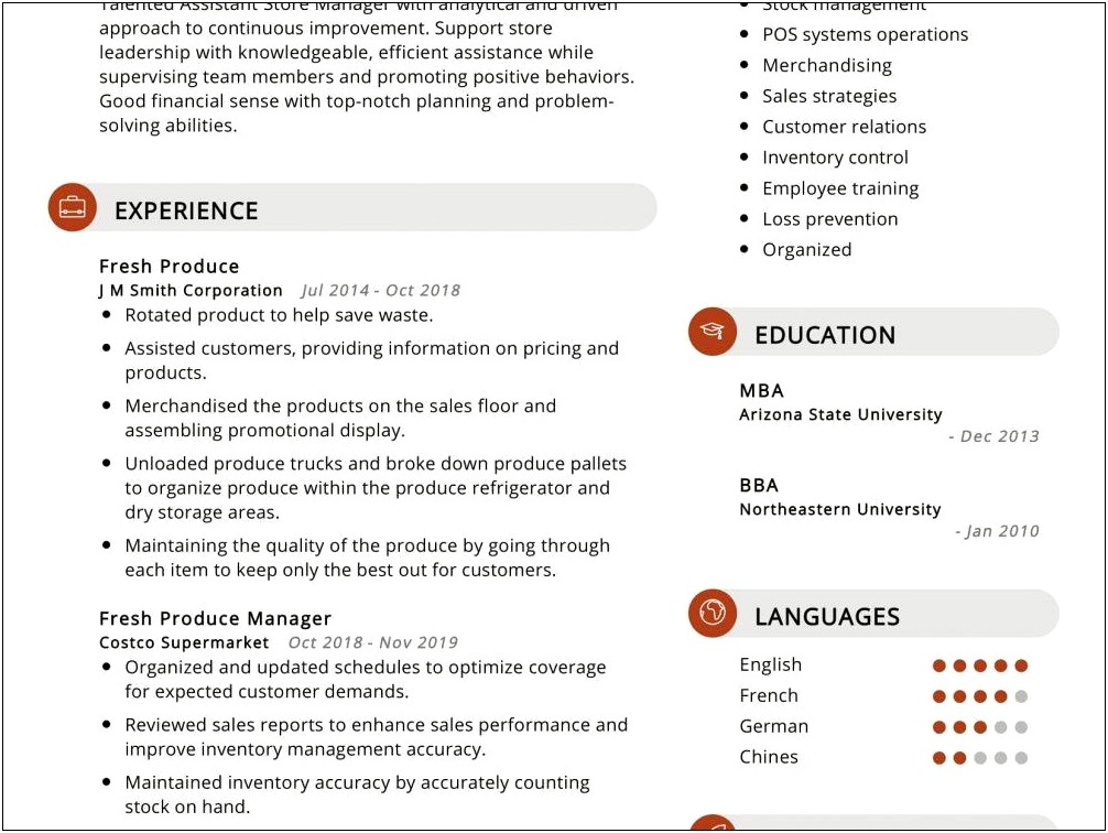 Resume Keywords For Store Manager