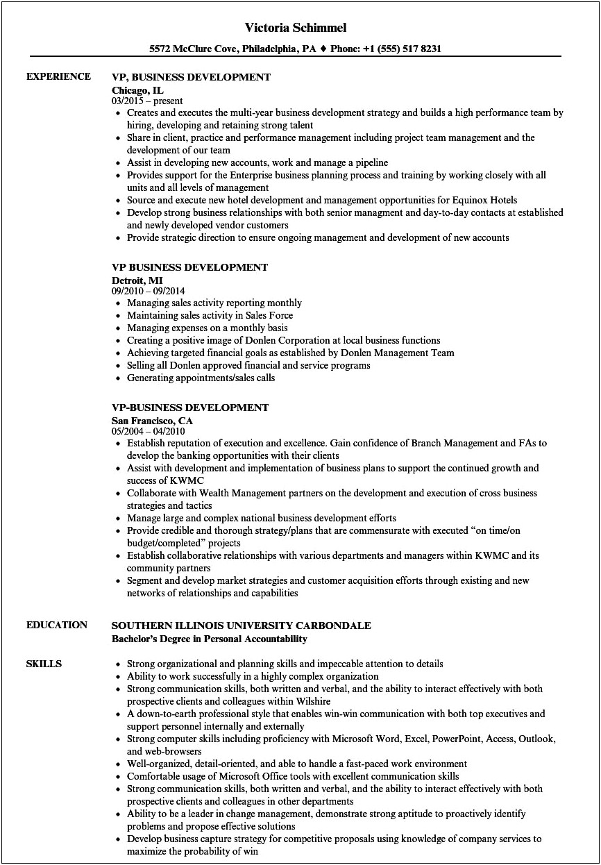 Resume Liaison Between Business Development And Executive Management