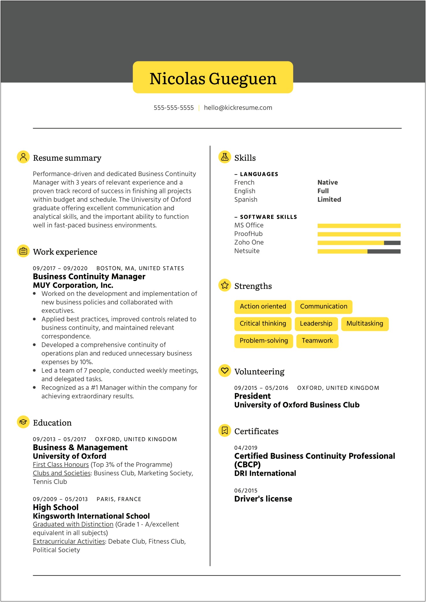 Resume License Examples In English