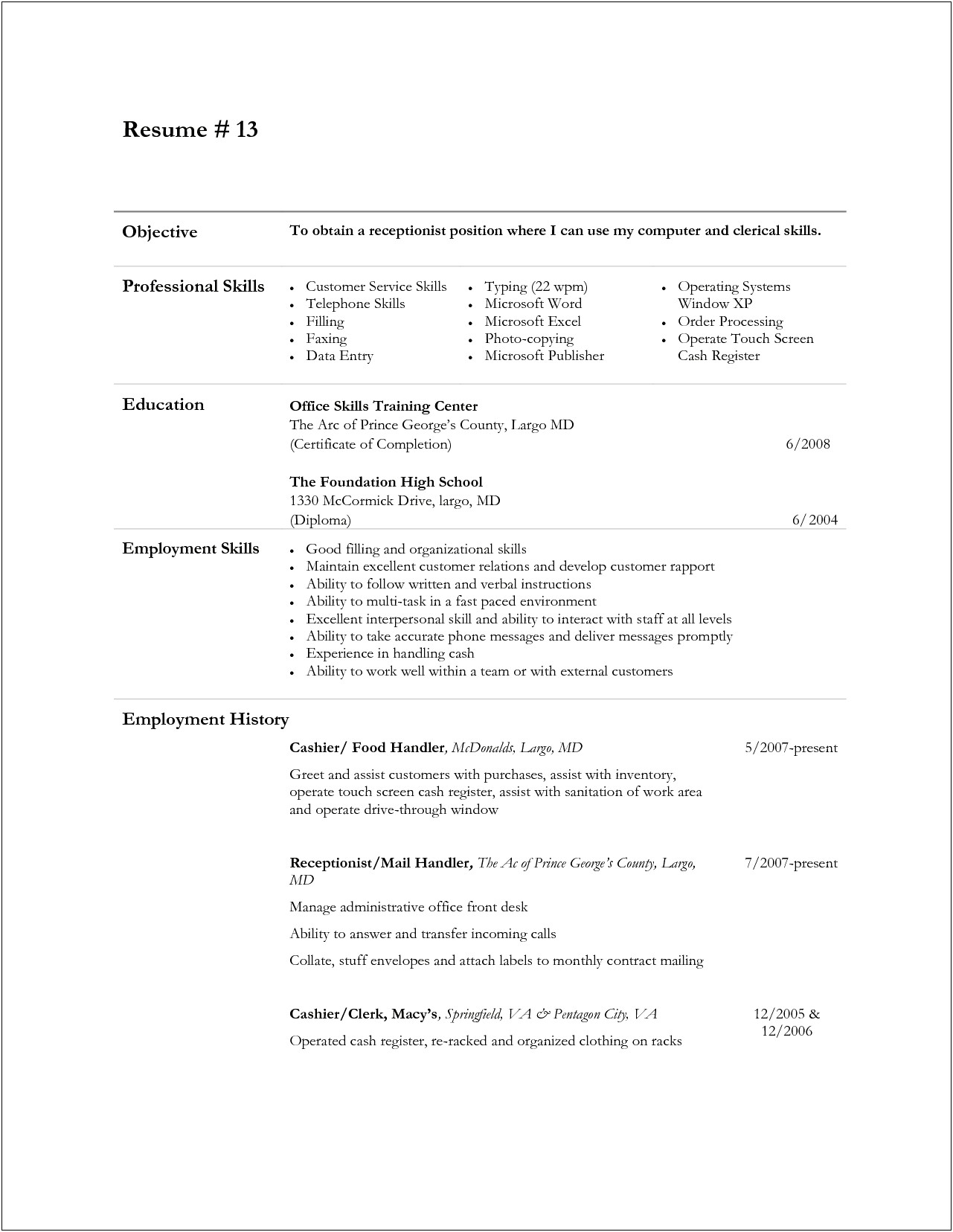 Resume List Of Job Responsibilities