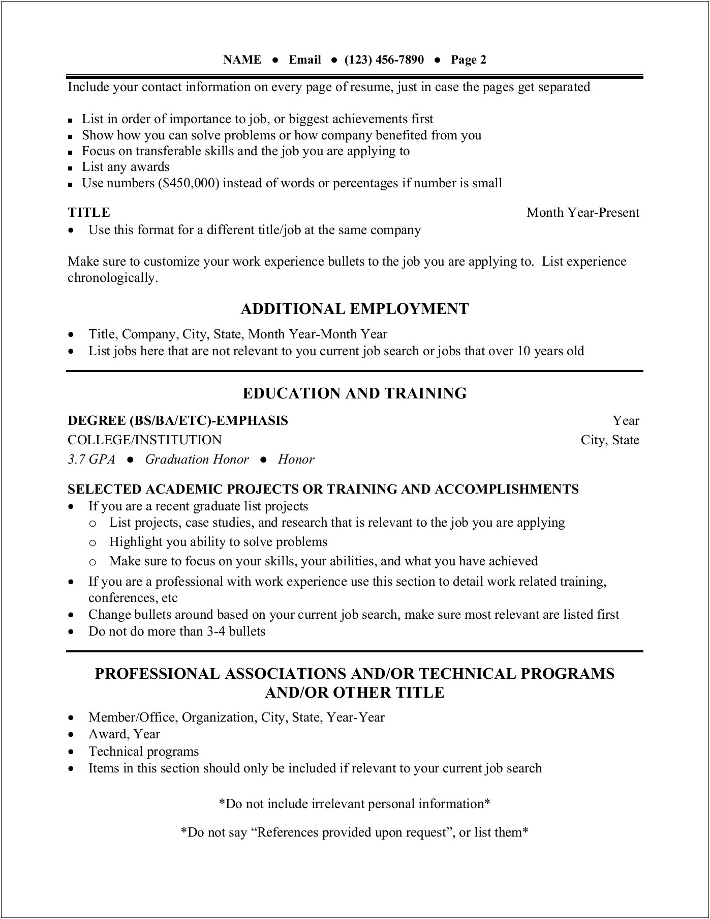 Resume Listing Current Job Example