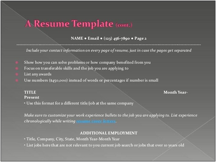 Resume Month Year Format Template Word