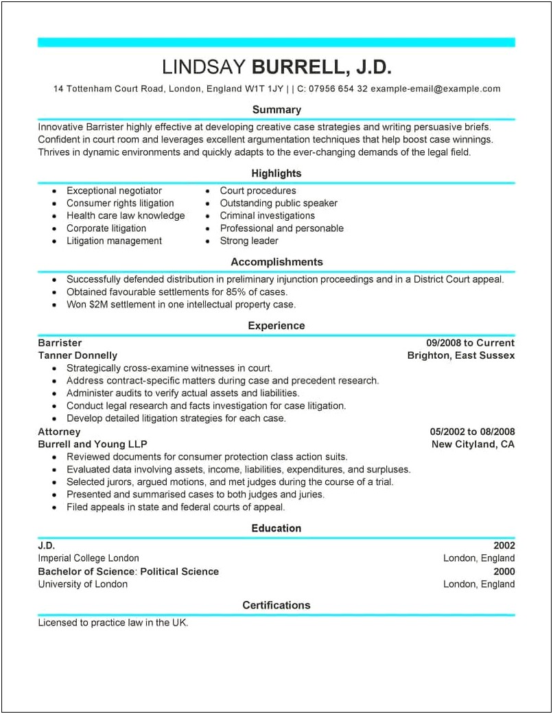 Resume Now Sample Attorney Resume Government