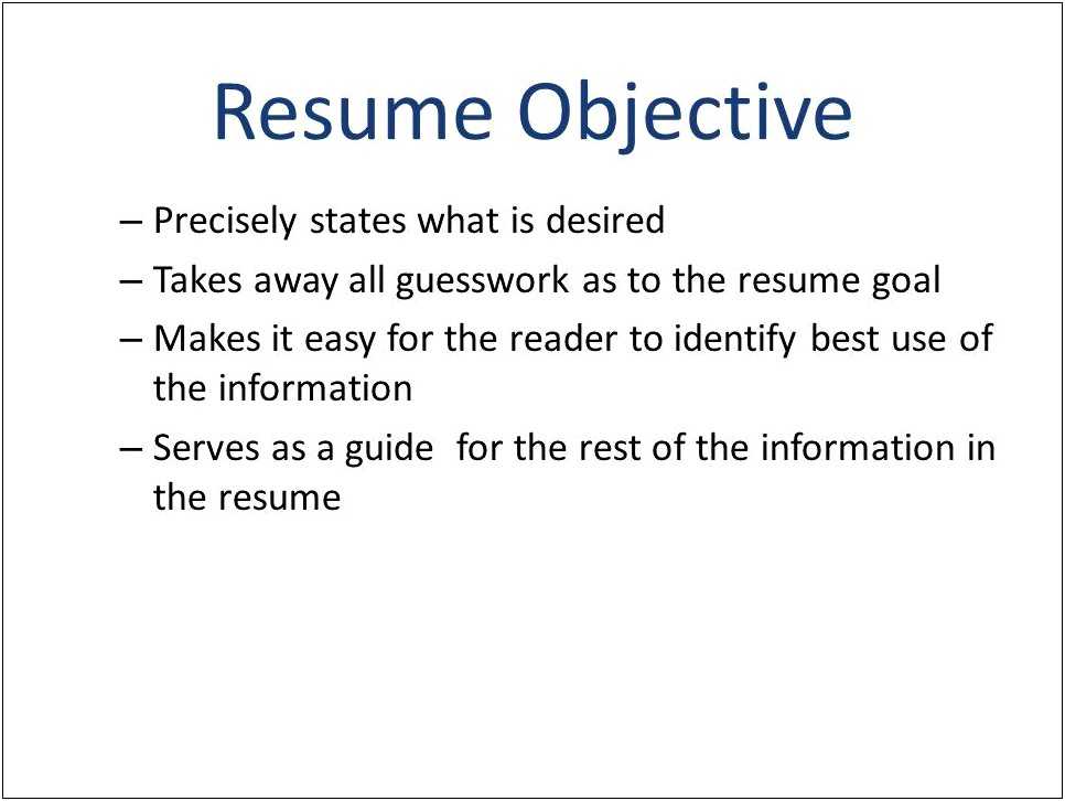 Resume Objective And Desired Goals
