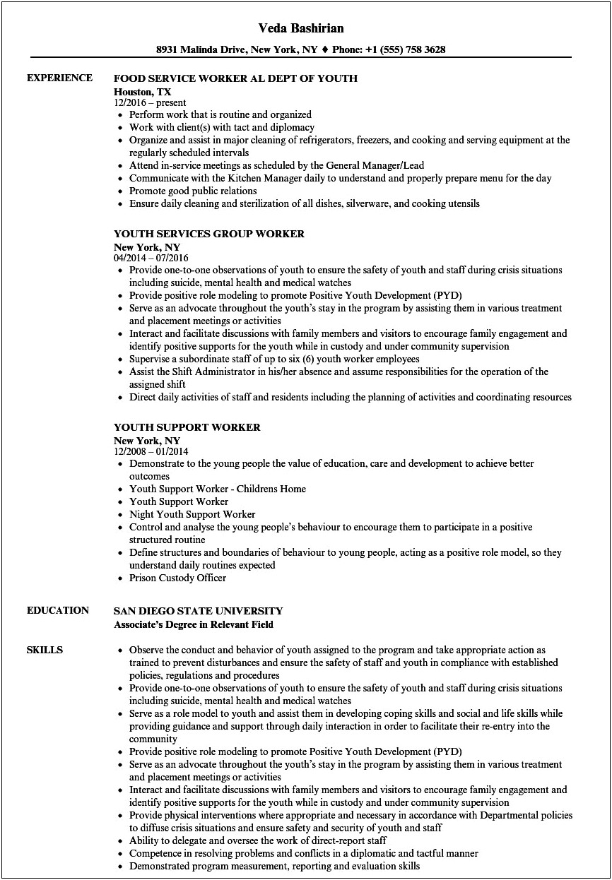 Resume Objective At Risk Youth Counselor
