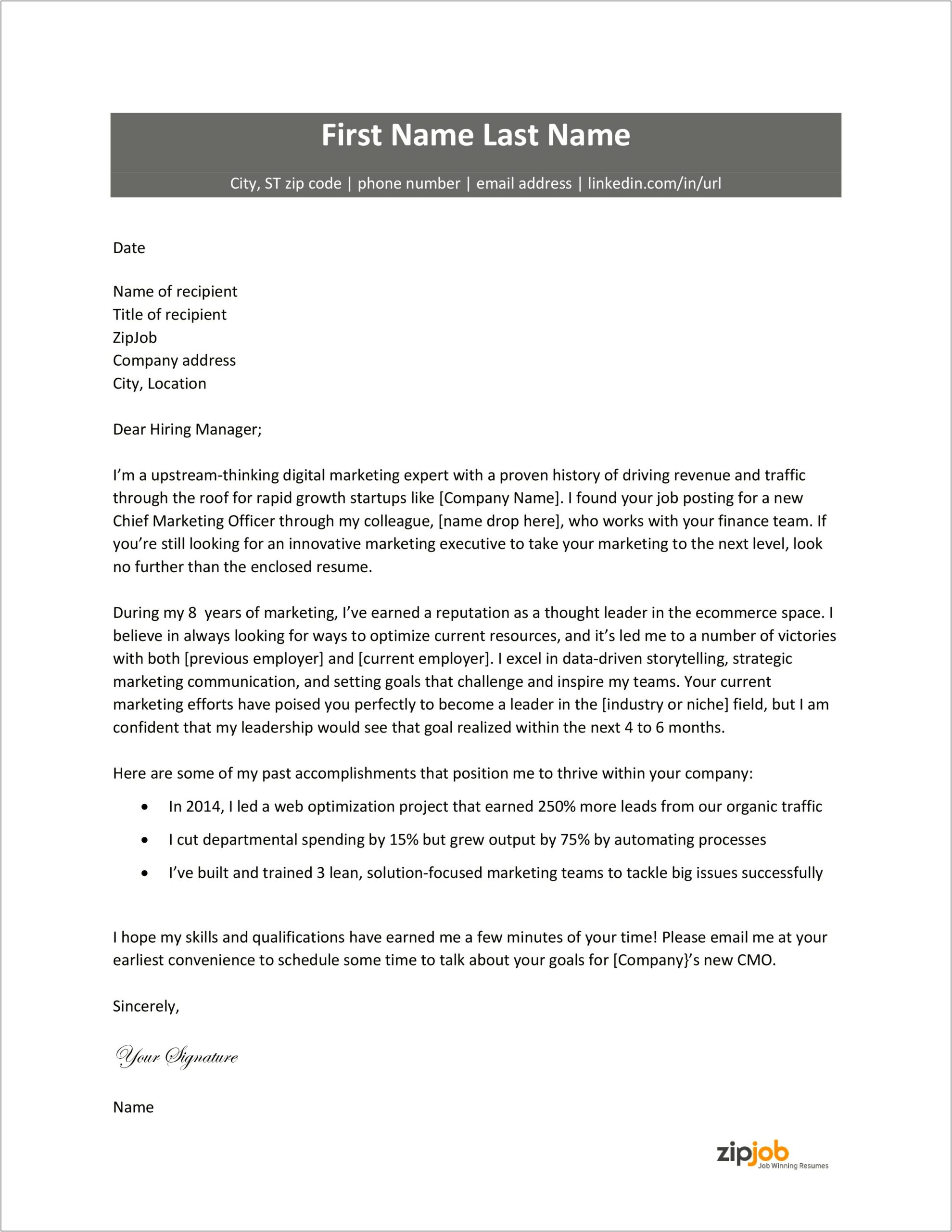 Resume Objective Cover Letter Sample