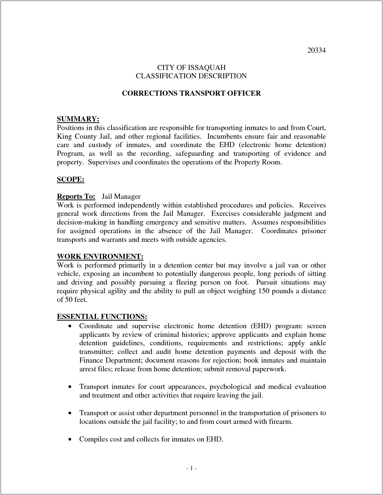 Resume Objective Detention Deputy Entry Level