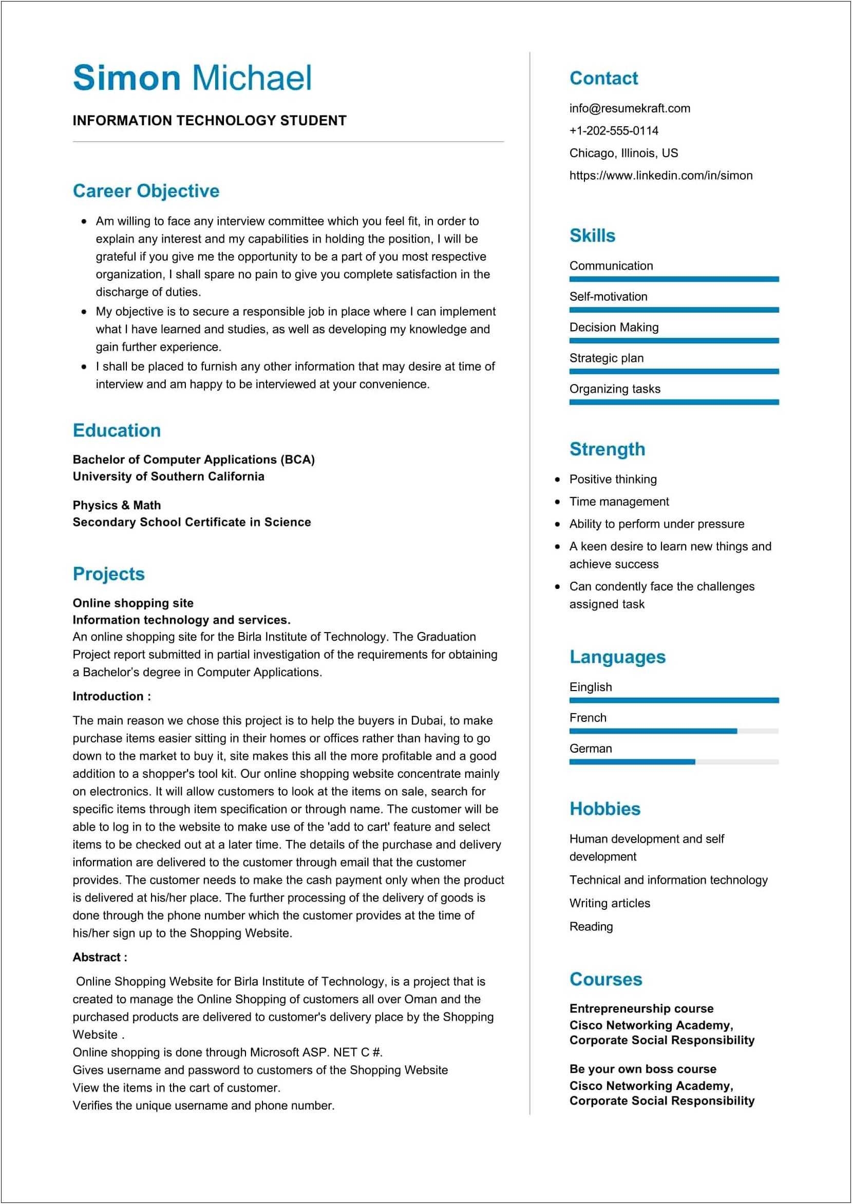 Resume Objective Example Information Technology
