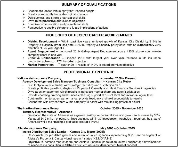 Resume Objective Examples For Business Management