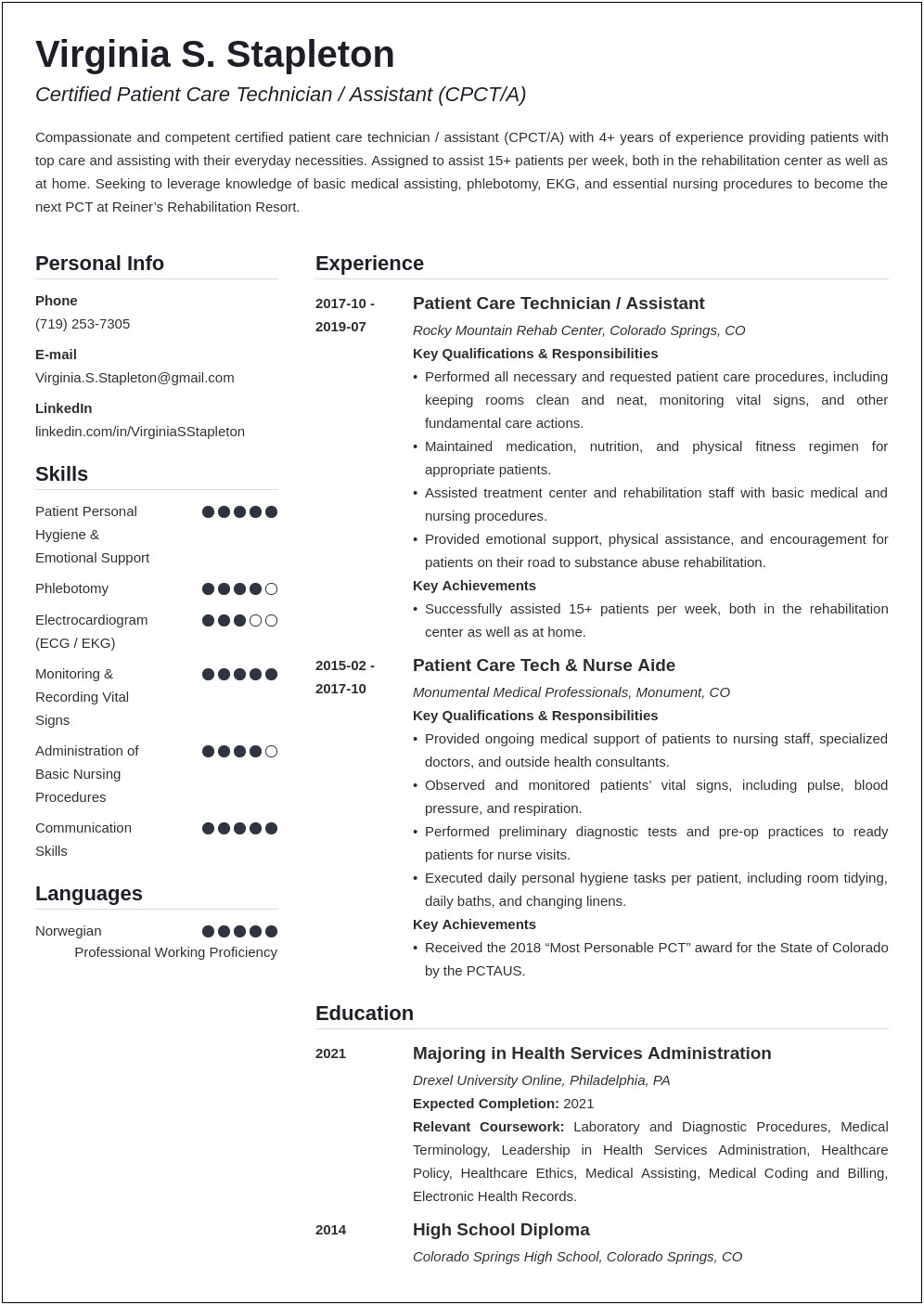 Resume Objective Examples For Dialysis Technician