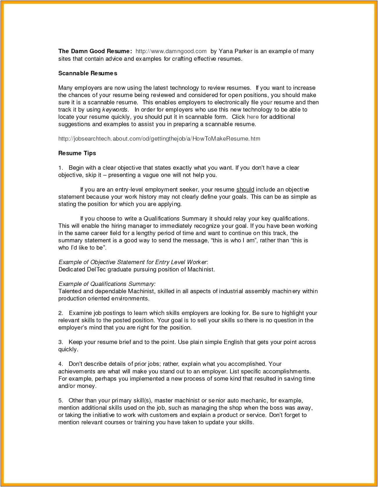 Resume Objective Examples For Entry Level Job Seekers