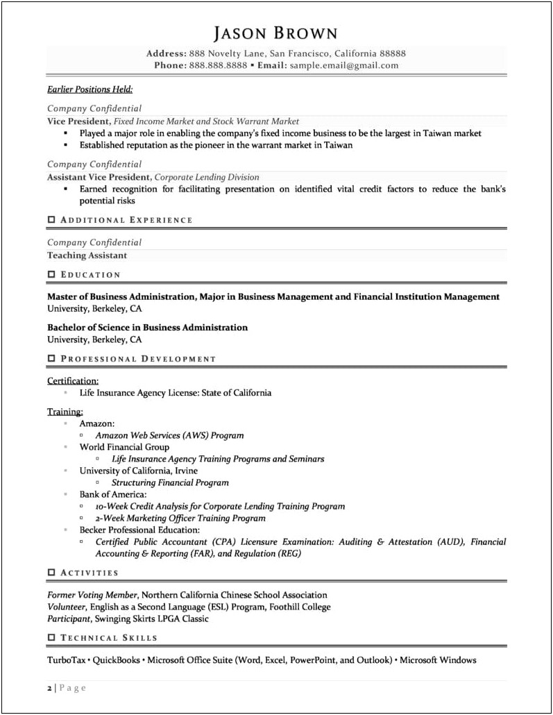 Resume Objective Examples For Manager Financial Services
