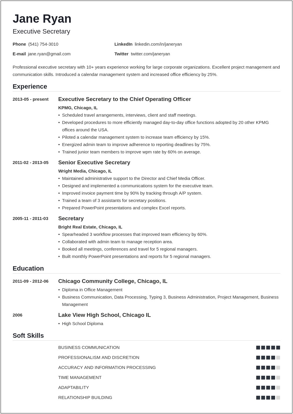 Resume Objective Examples For School Secretary Position