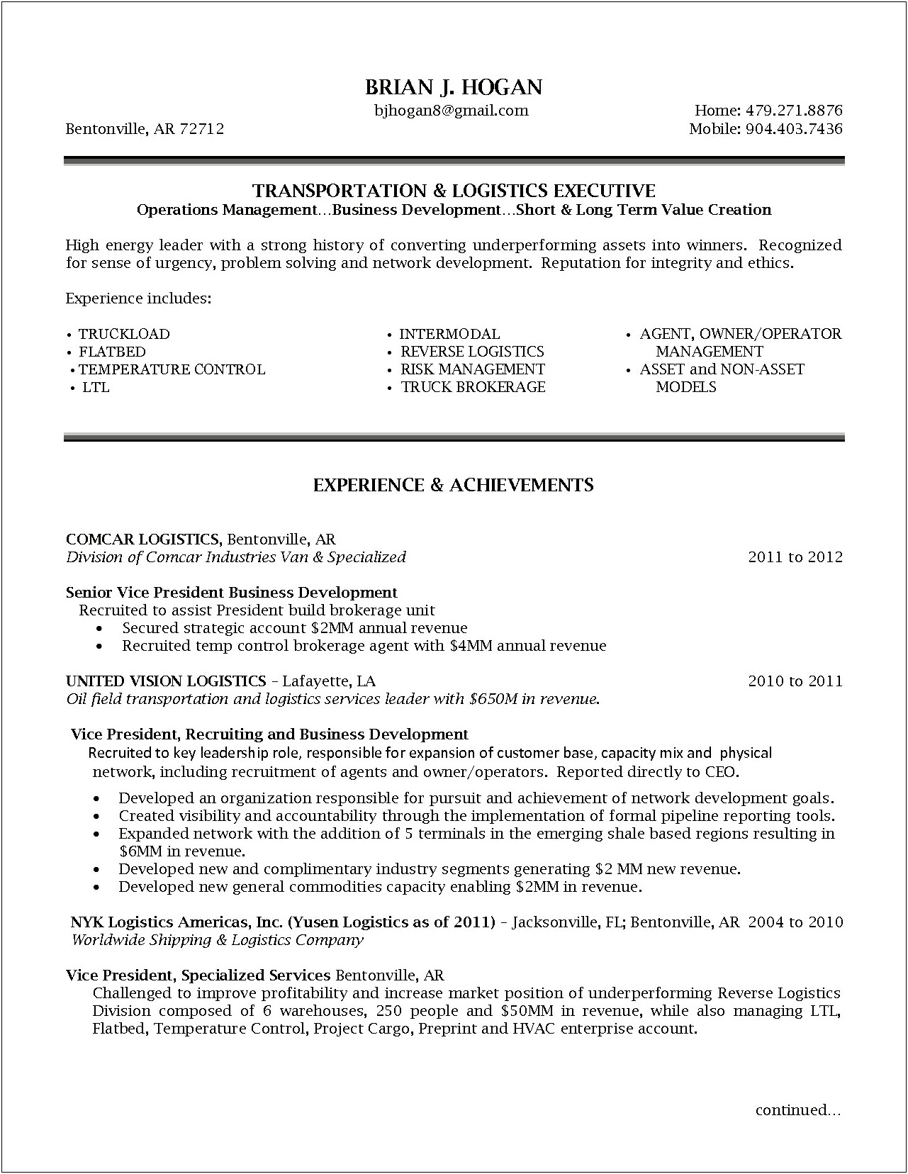 Resume Objective Examples For Transportation