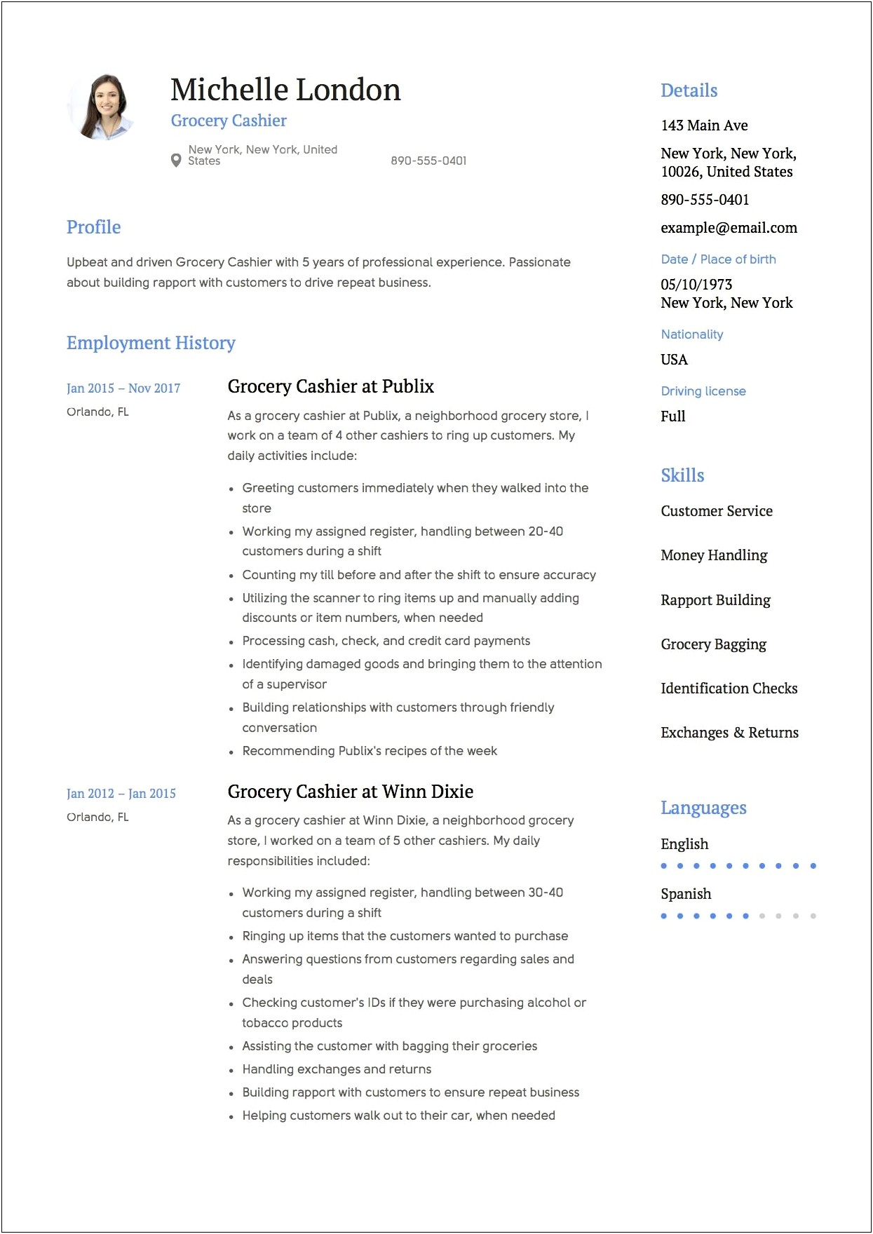 Resume Objective For A Cashier