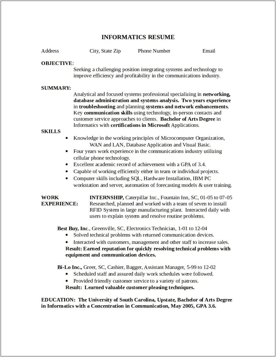 Resume Objective For A Manufacturing Position