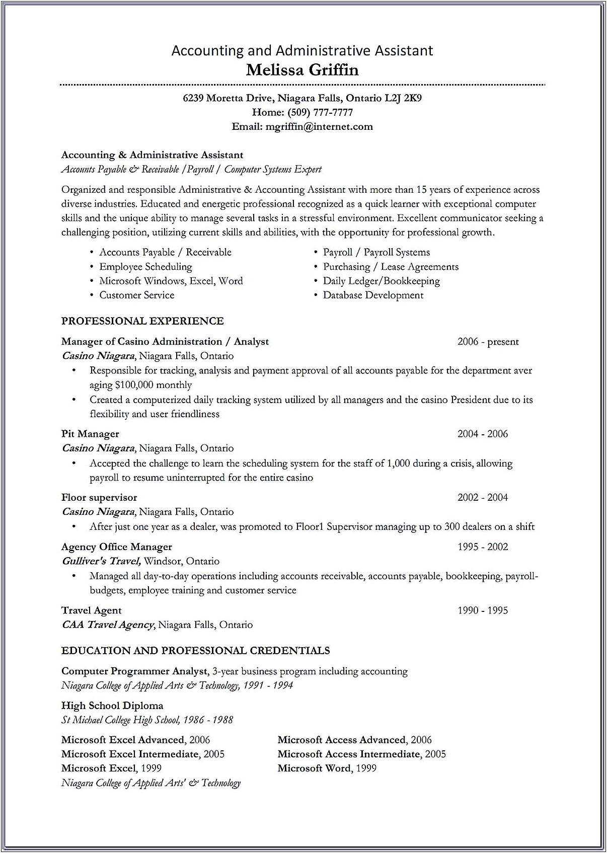 Resume Objective For Accounting Administrator