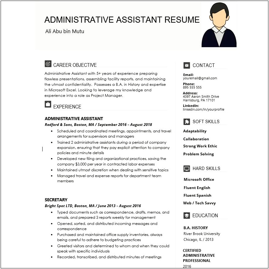 Resume Objective For Administative Assistance