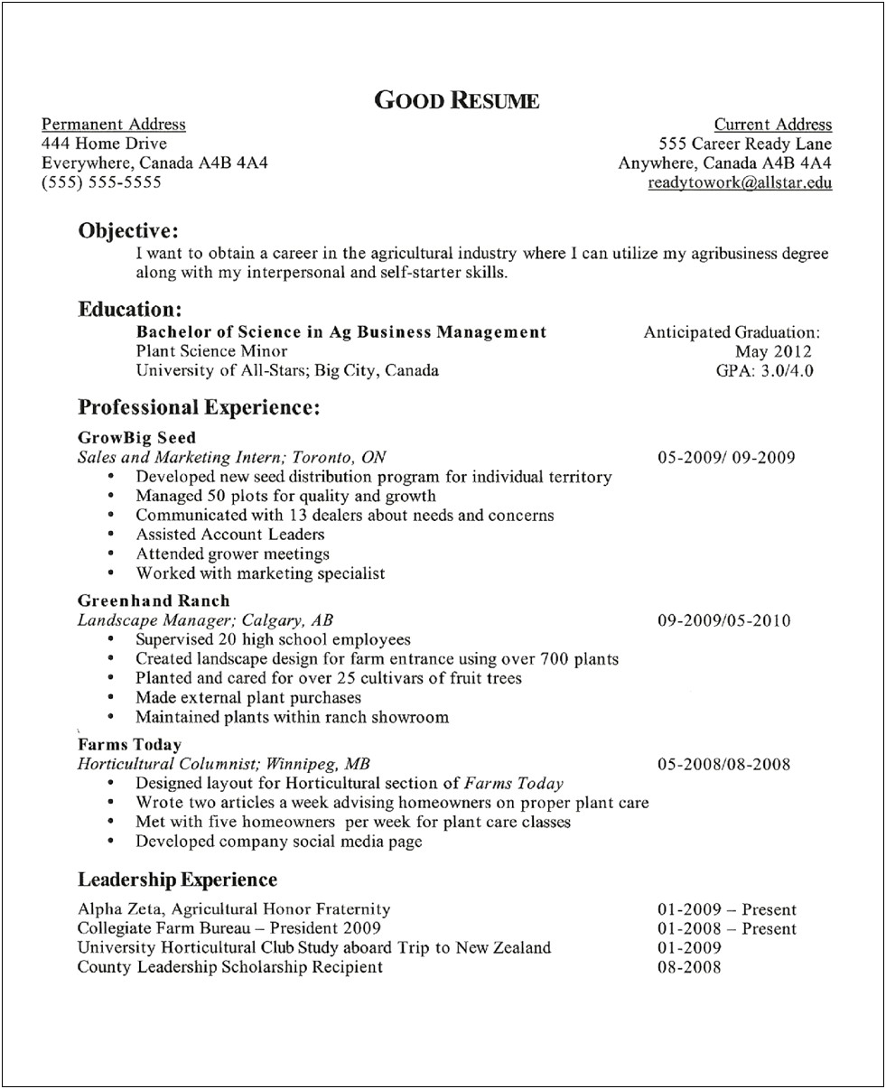 Resume Objective For An Student