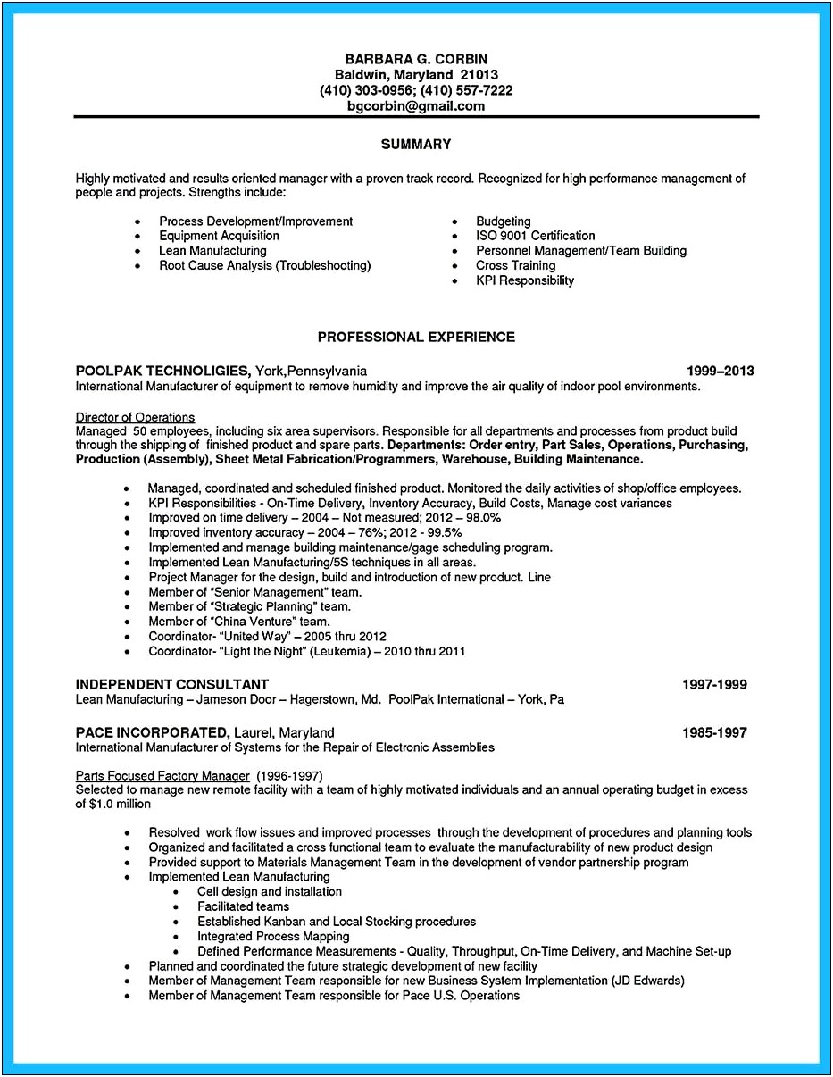 Resume Objective For Assembly Job