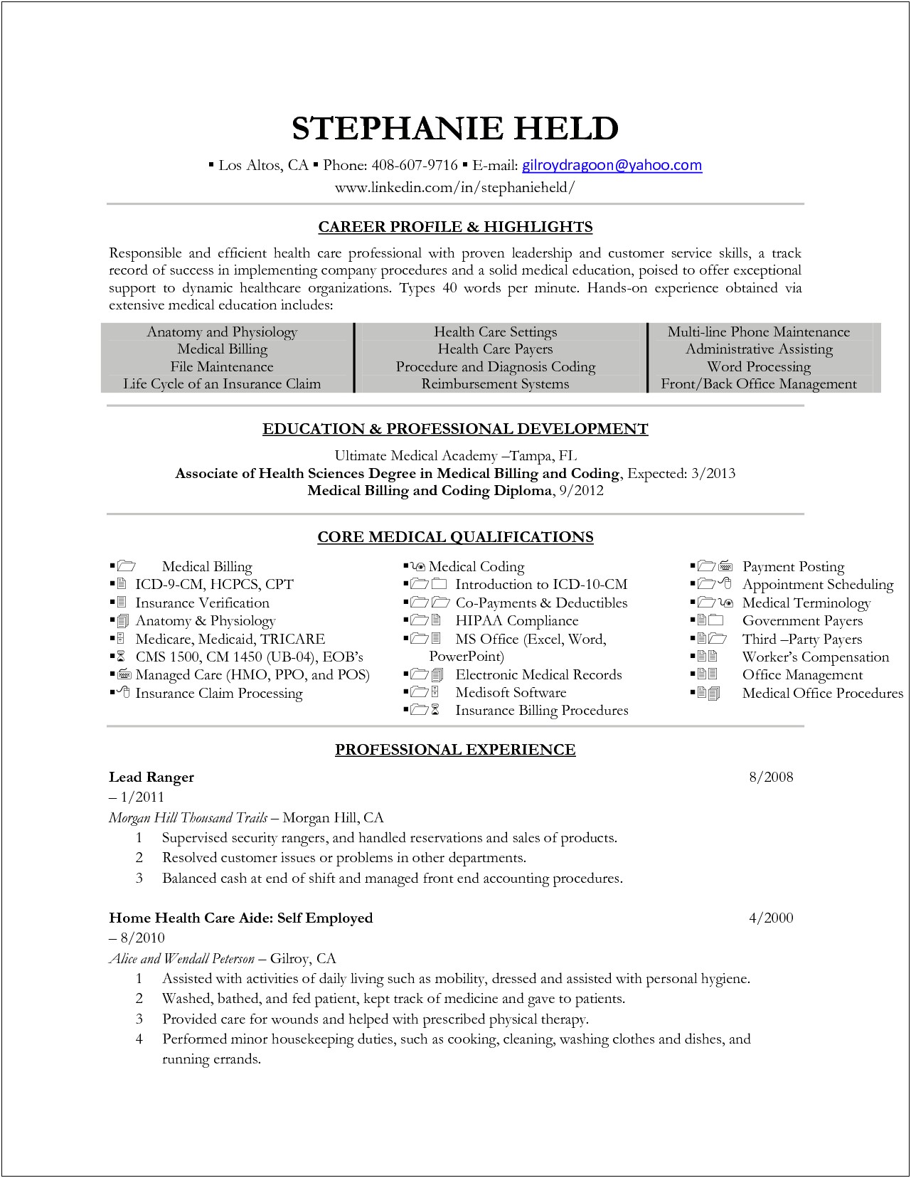 Resume Objective For Billing Specialist