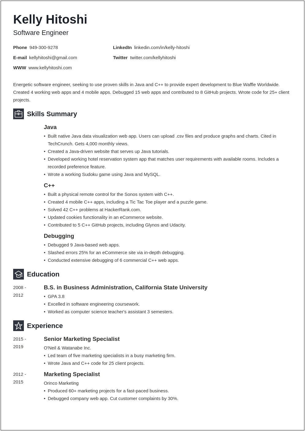 Resume Objective For Changing Career To It