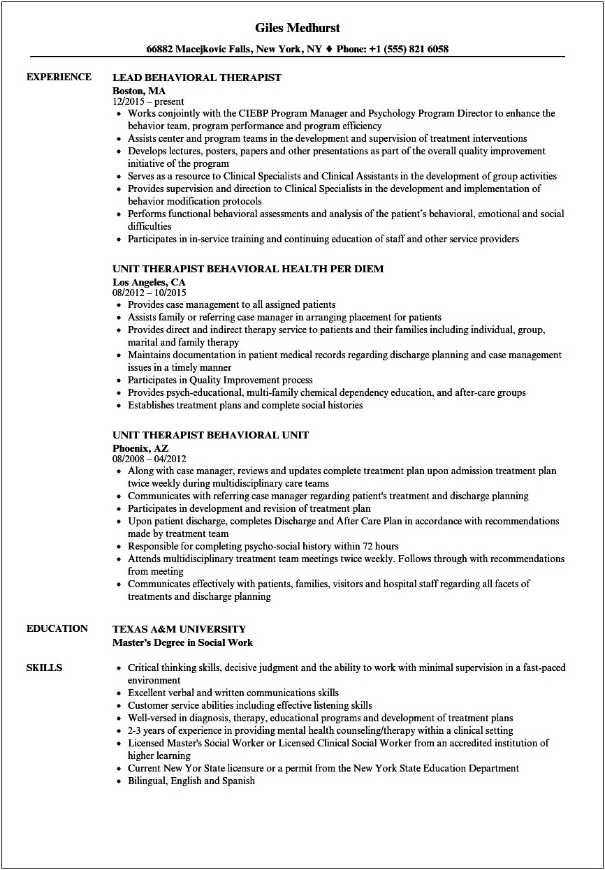 Resume Objective For Child Counselor