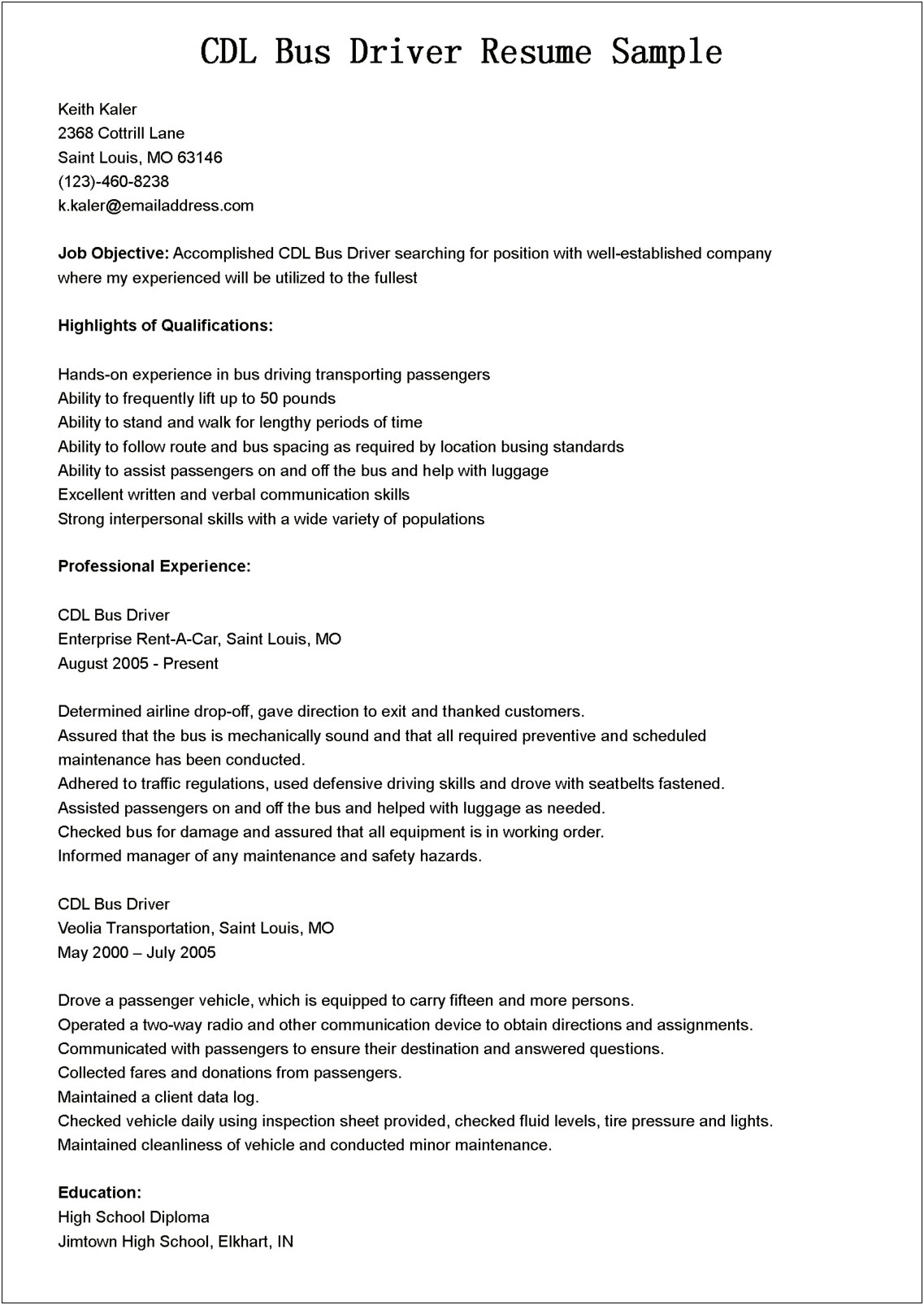 Resume Objective For Church Maintenance