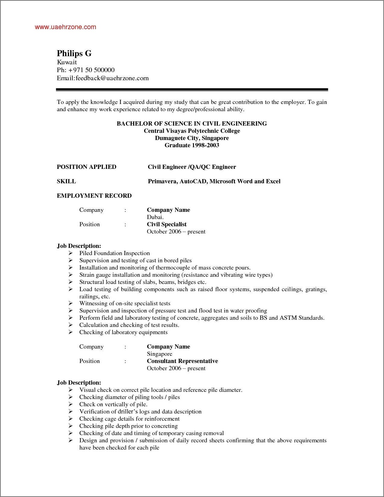Resume Objective For College Job
