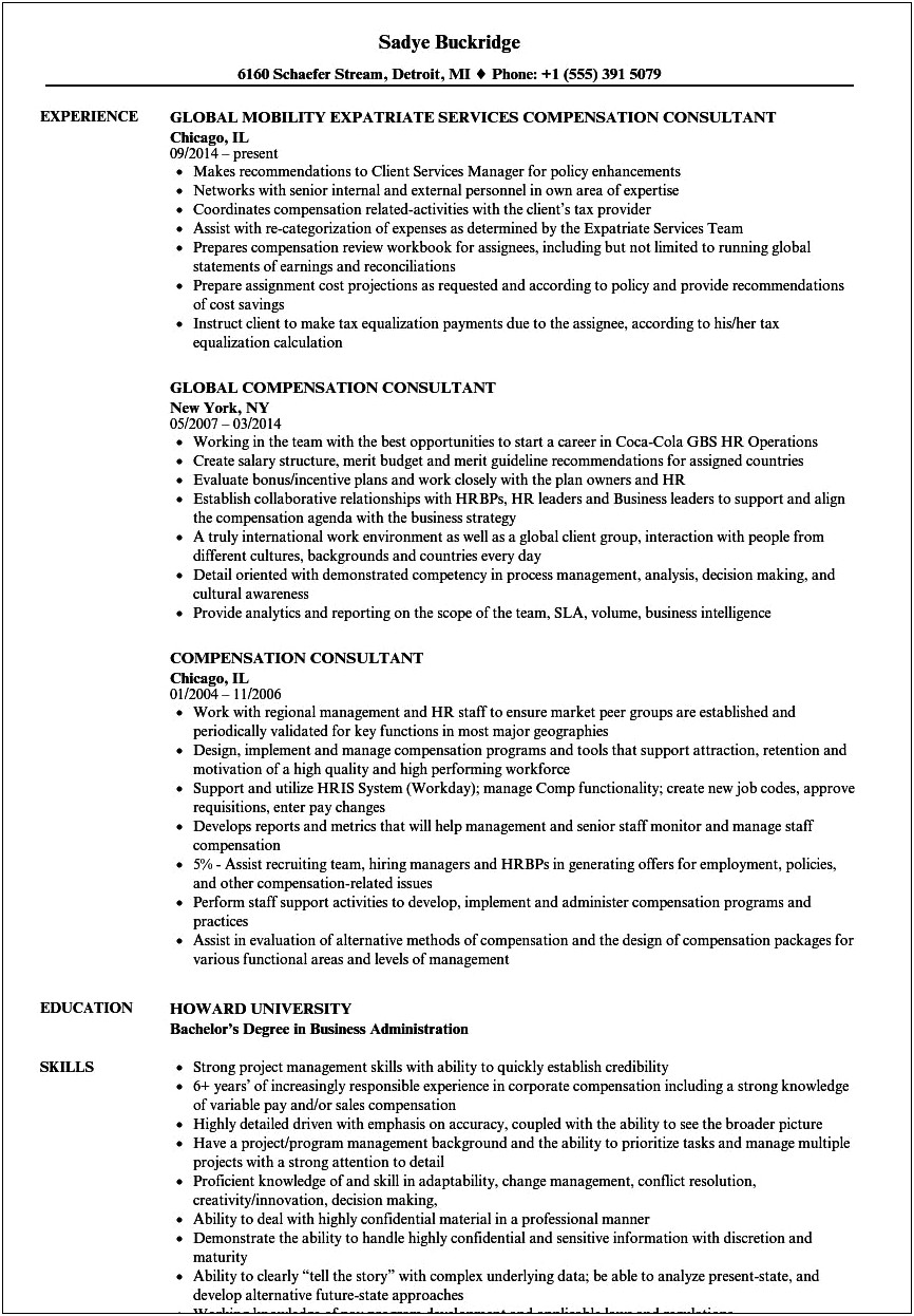 Resume Objective For Compensation Analyst