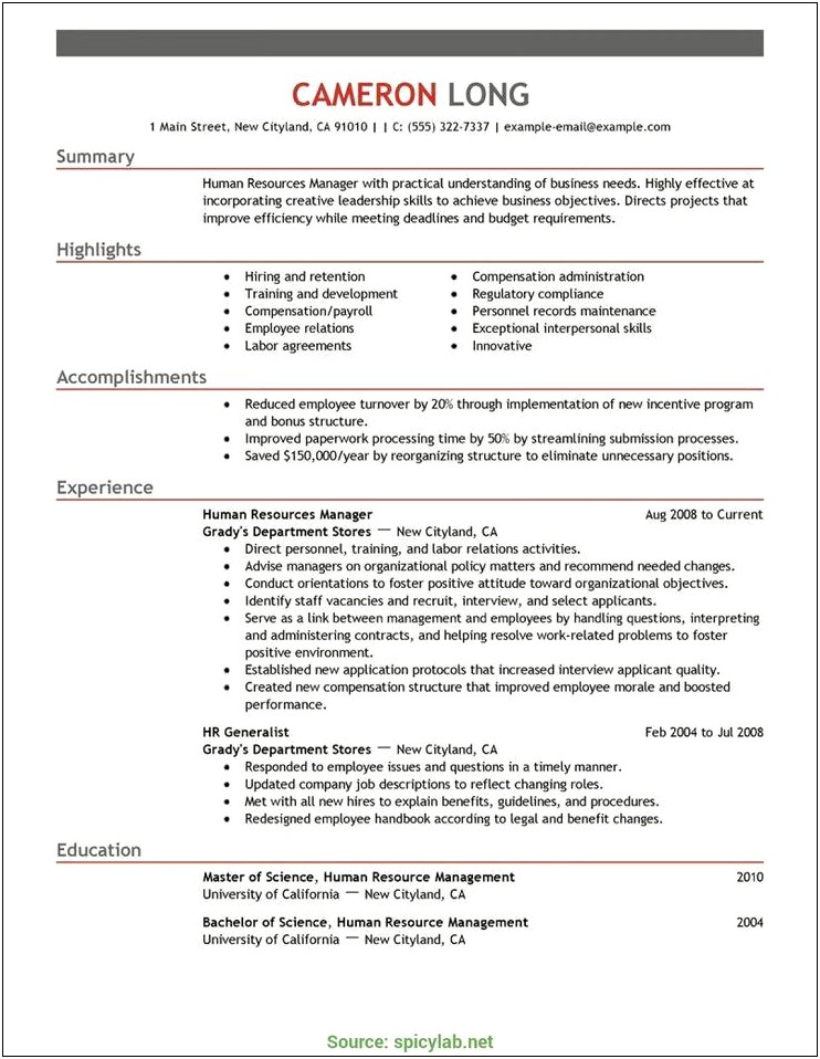 Resume Objective For Compensation And Benefits