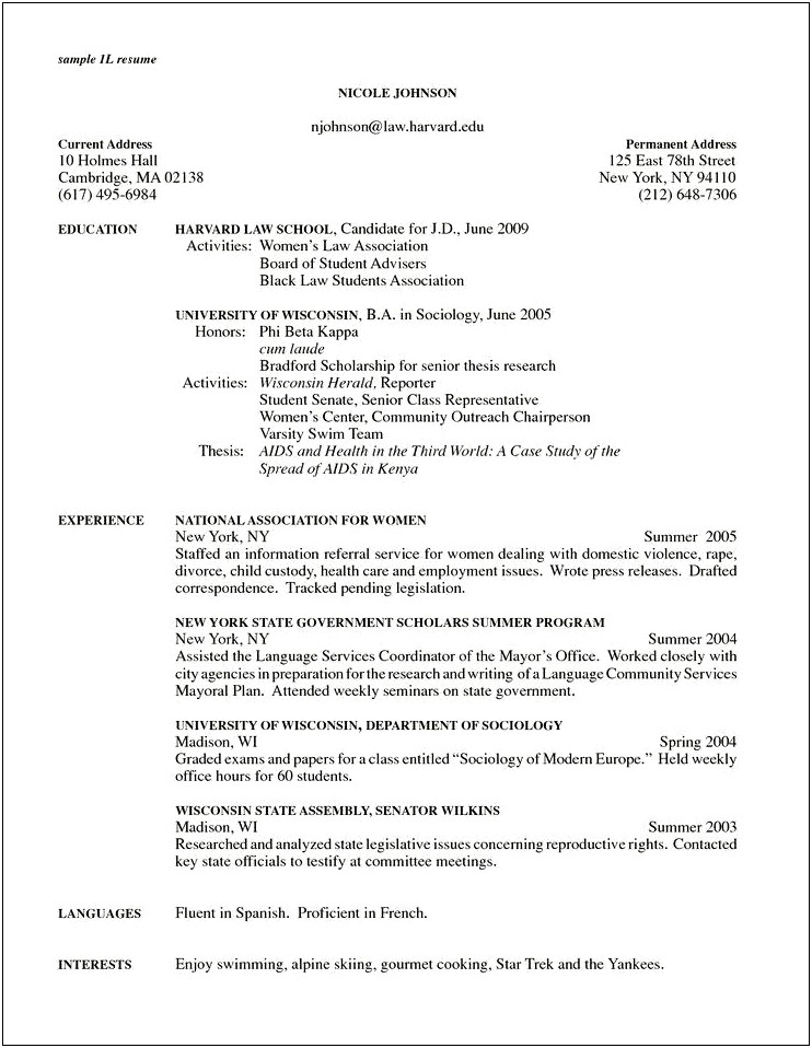 Resume Objective For Current College Student