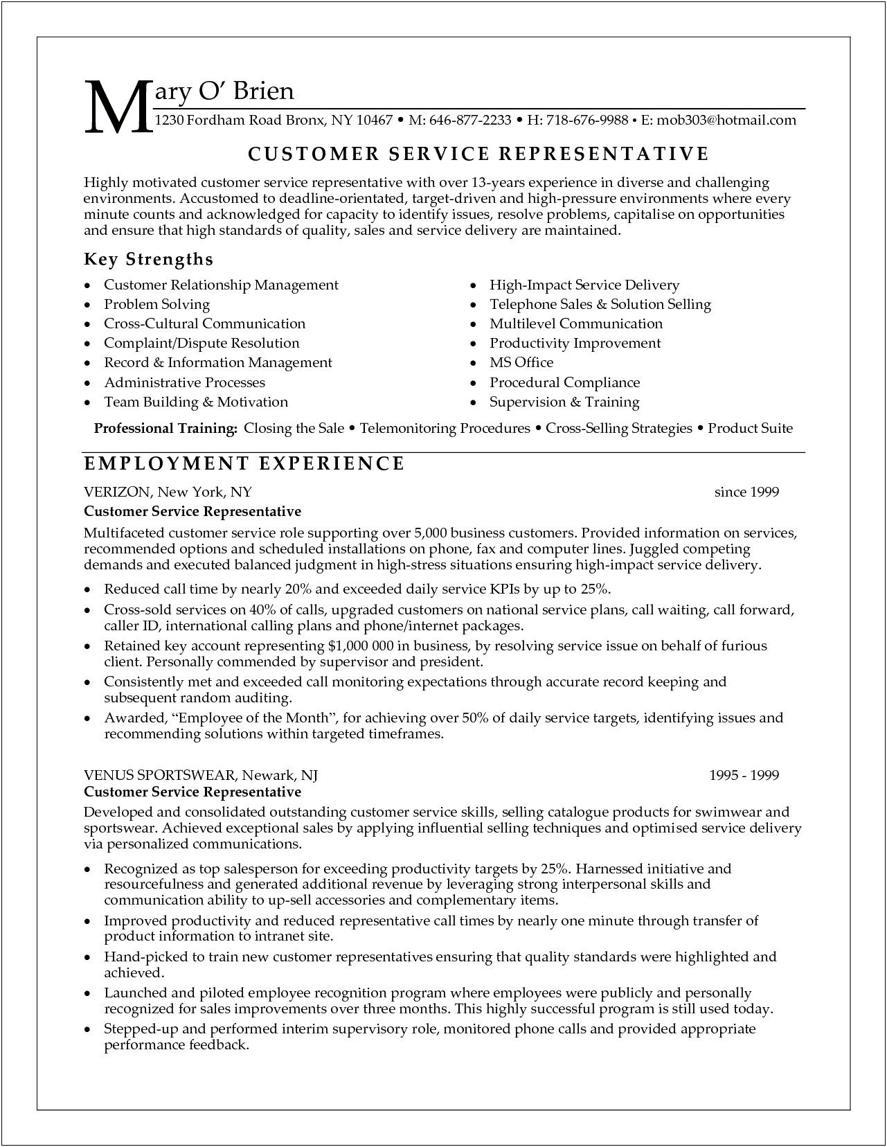 Resume Objective For Customer Service Agent