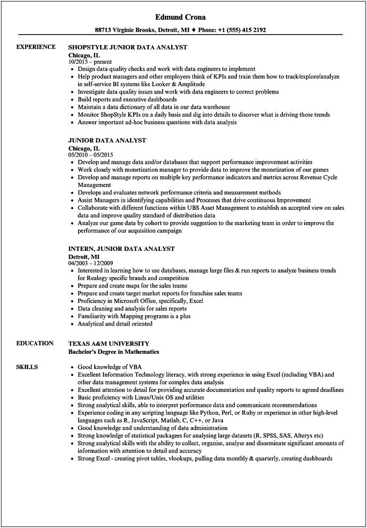 Resume Objective For Data Science And Analytics
