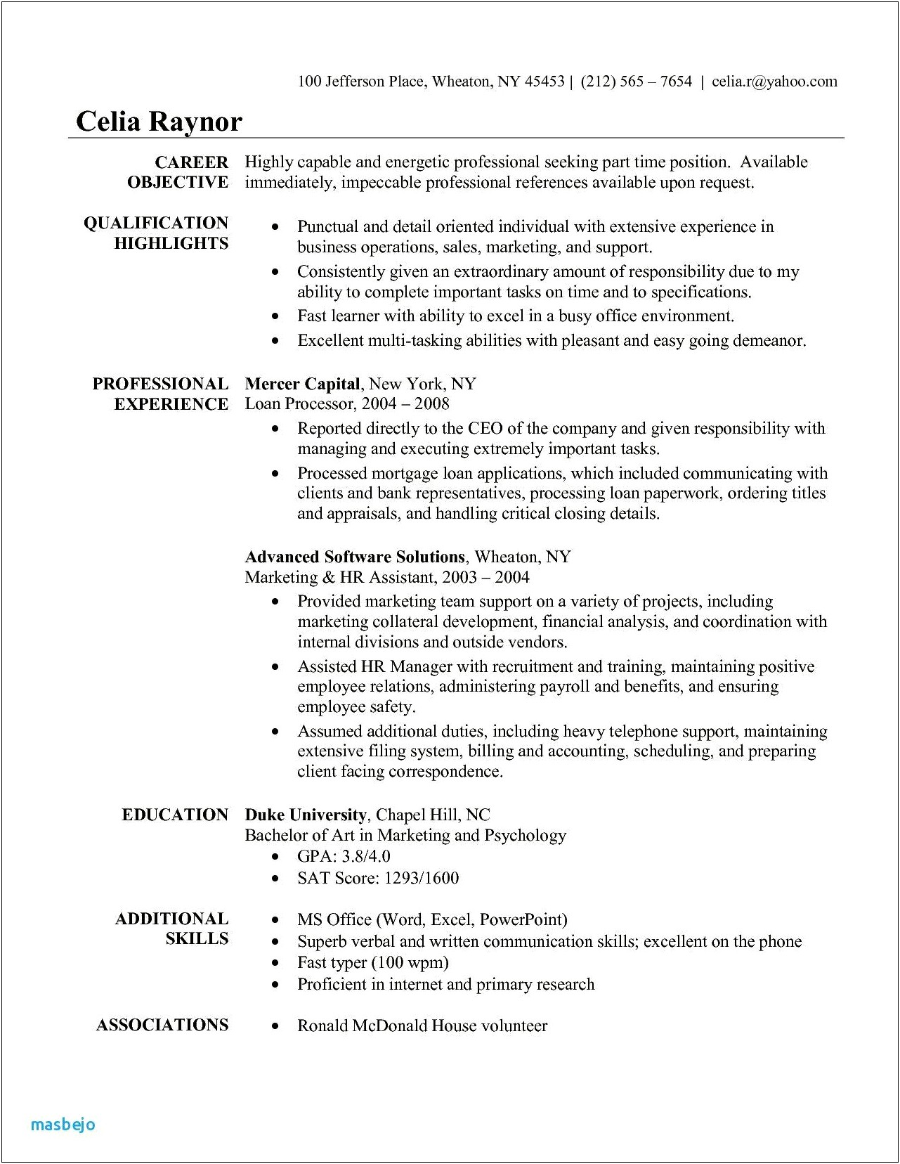 Resume Objective For Doctors Office Assistant