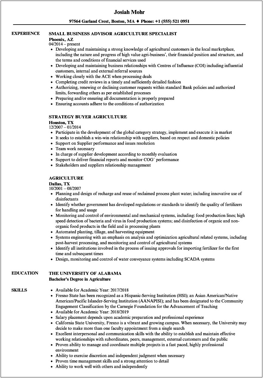 Resume Objective For Extension Agent