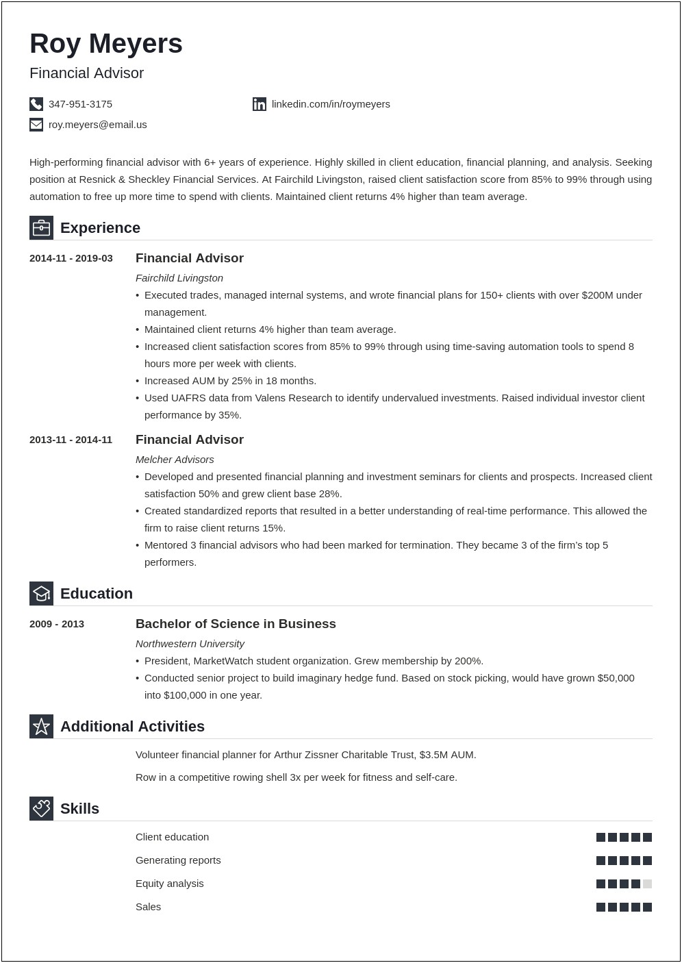 Resume Objective For Financial Management