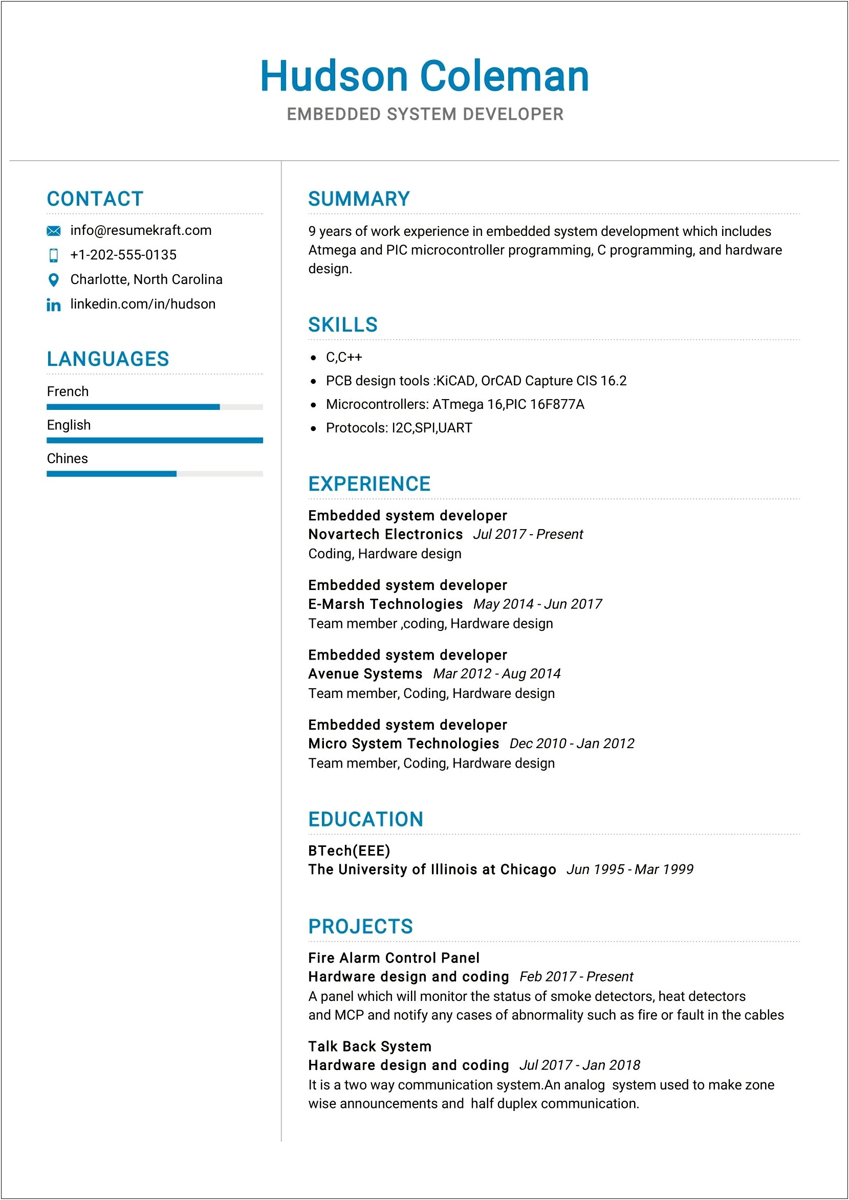 Resume Objective For Firmware Engineer