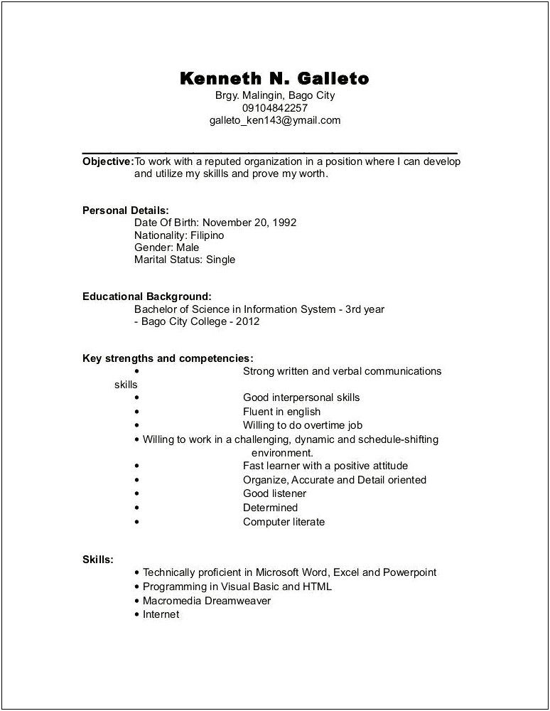 Resume Objective For Graduate Schoo