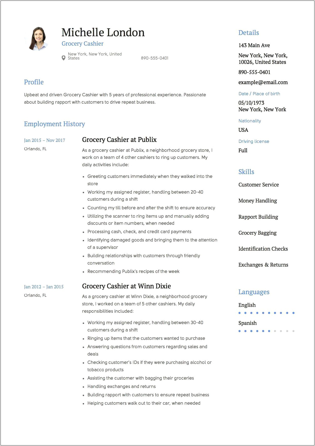 Resume Objective For Groceery Store