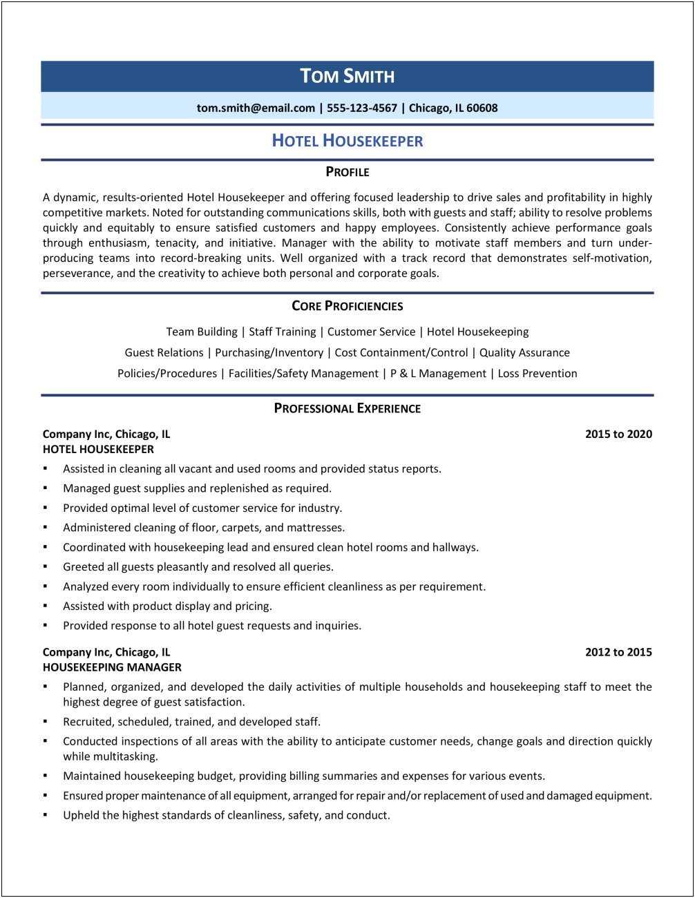 Resume Objective For Hospital Housekeeping