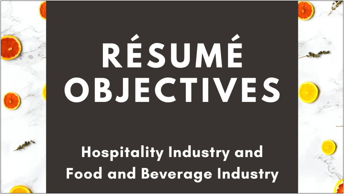 Resume Objective For Hotel General Manager