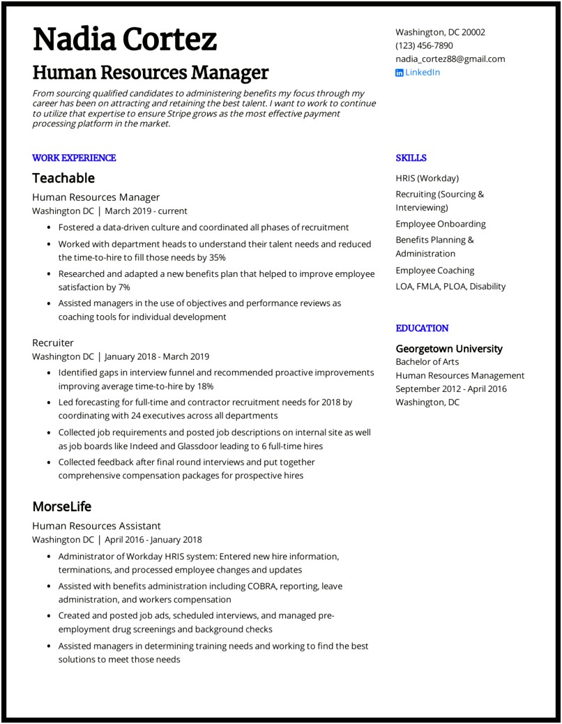 Resume Objective For Hr Coordinator