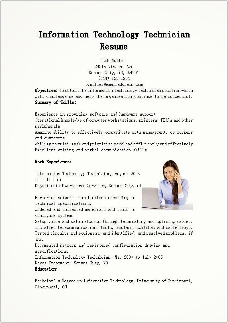 Resume Objective For Information Systems