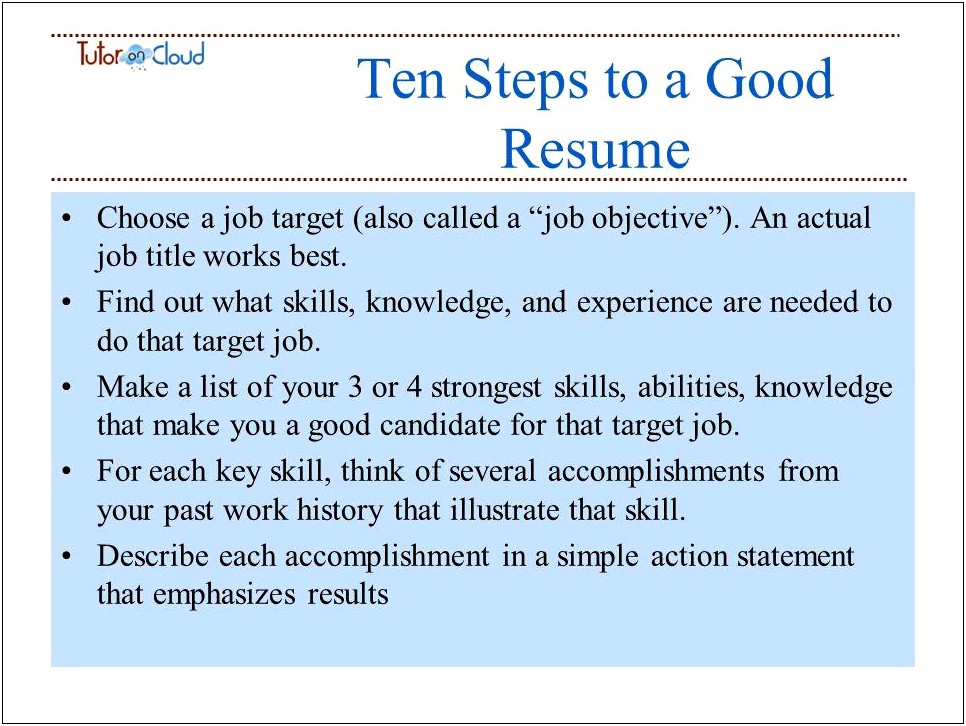 Resume Objective For Job Target