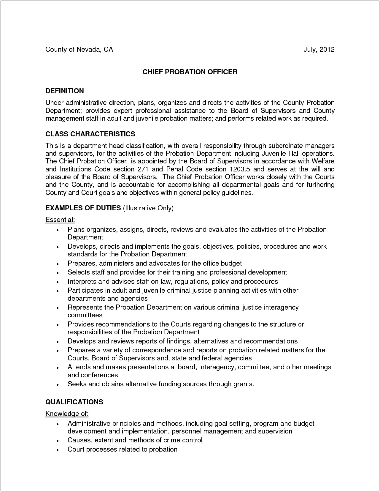 Resume Objective For Juvenile Probation Officer