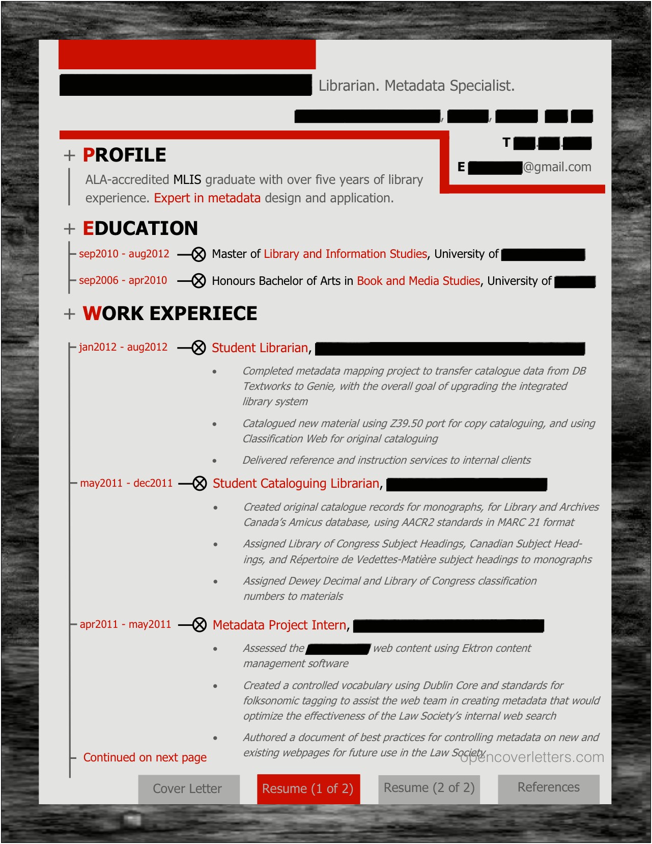 Resume Objective For Library Page