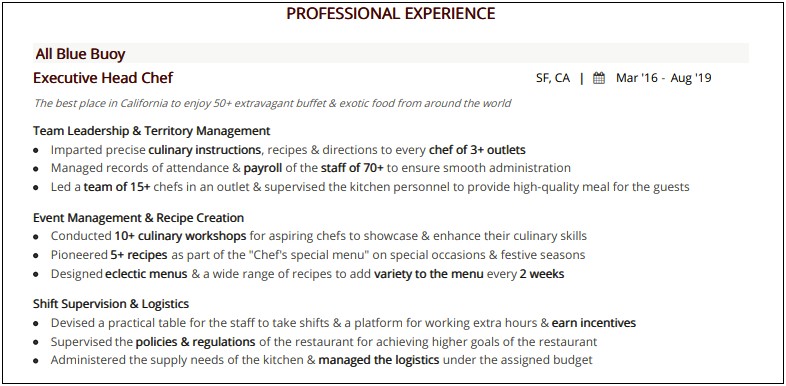 Resume Objective For Line Cook