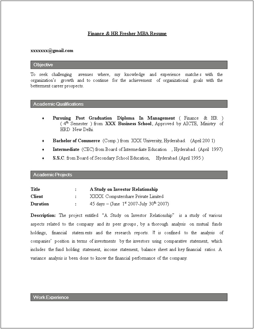 Resume Objective For Management Graduate With Bachelors